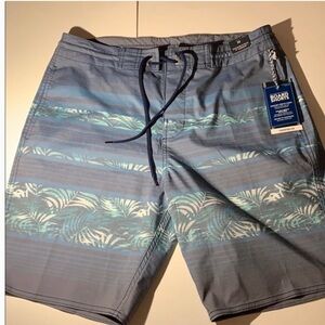Men’s blue striped printed swim trunks M